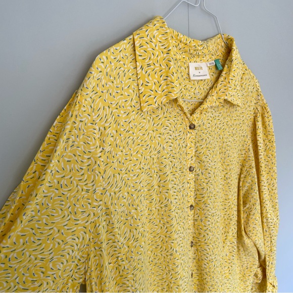 MAEVE x ANTHROPOLOGIE Plus Blithe Shirt in Yellow Sprinkle - Picture 6 of 10